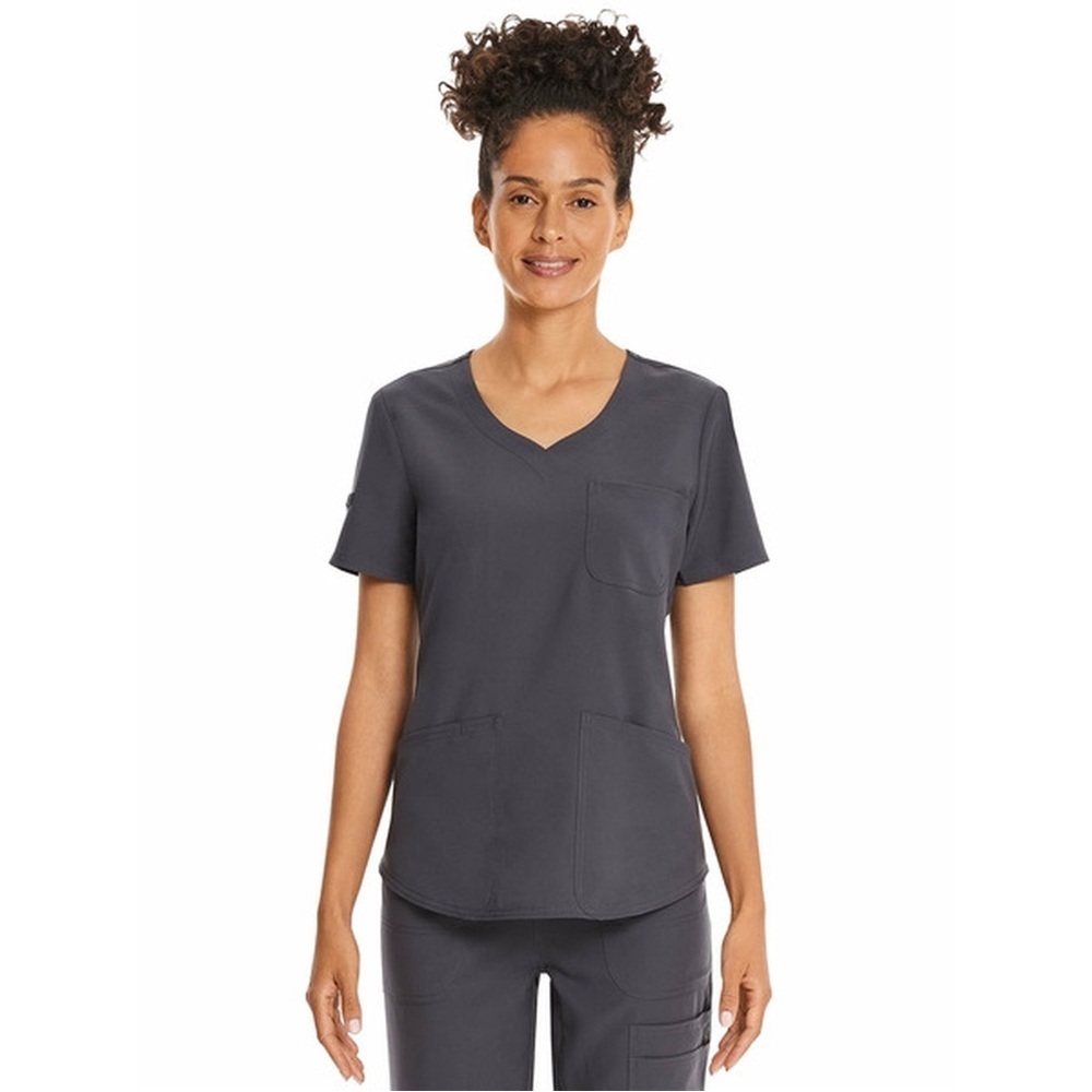Scrubstar Women's Core Essentials Sweetheart V-Neck Scrub Top Size Medium Pewter